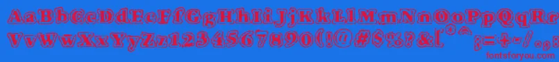 VtcFuzzypunkyslippersRegular Font – Red Fonts on Blue Background