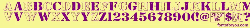 Bndyylwhs Font – Purple Fonts on Yellow Background