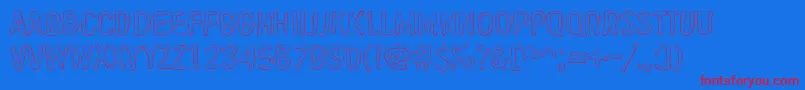 QuicksandX-Schriftart – Rote Schriften auf blauem Hintergrund