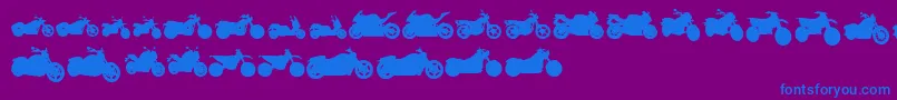 MotosTfb-Schriftart – Blaue Schriften auf violettem Hintergrund