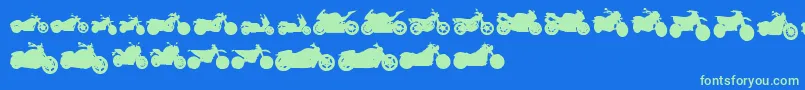 MotosTfb-Schriftart – Grüne Schriften auf blauem Hintergrund