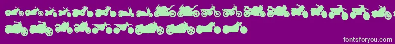 MotosTfb-Schriftart – Grüne Schriften auf violettem Hintergrund