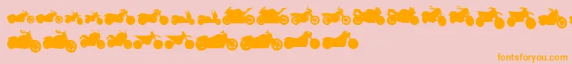 MotosTfb-Schriftart – Orangefarbene Schriften auf rosa Hintergrund