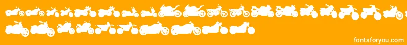 MotosTfb-Schriftart – Weiße Schriften auf orangefarbenem Hintergrund