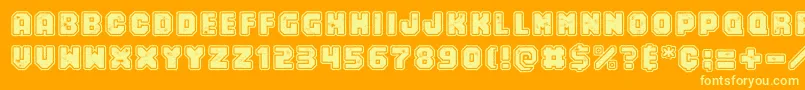 Numero10-Schriftart – Gelbe Schriften auf orangefarbenem Hintergrund