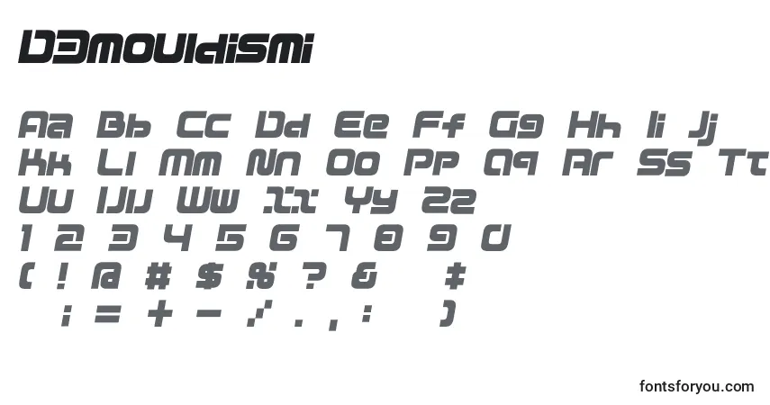 Czcionka D3mouldismi – alfabet, cyfry, specjalne znaki