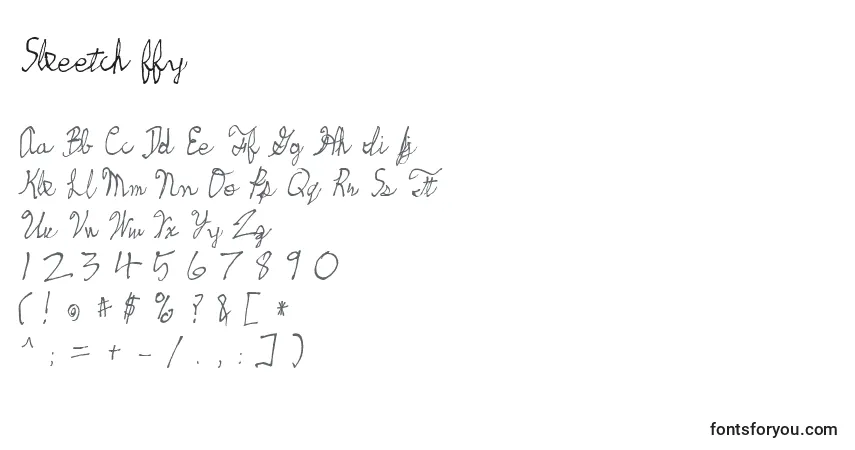 Czcionka Skeetch ffy – alfabet, cyfry, specjalne znaki