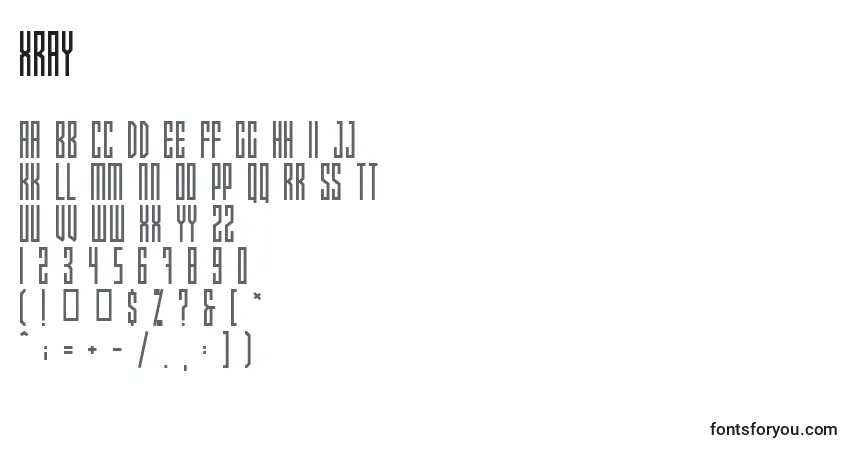 Schriftart Xray – Alphabet, Zahlen, spezielle Symbole