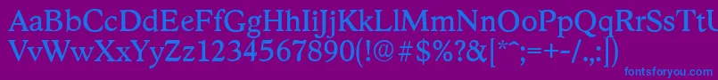 StratfordserialRegular-Schriftart – Blaue Schriften auf violettem Hintergrund