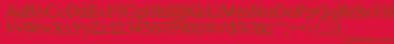 StratfordserialRegular-Schriftart – Braune Schriften auf rotem Hintergrund