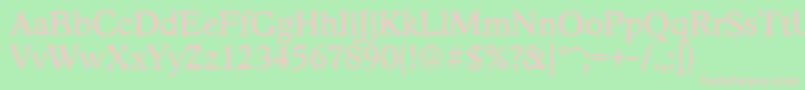 StratfordserialRegular-fontti – vaaleanpunaiset fontit vihreällä taustalla