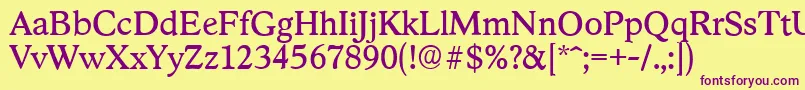 StratfordserialRegular Font – Purple Fonts on Yellow Background