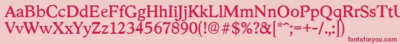 フォントStratfordserialRegular – ピンクの背景に赤い文字
