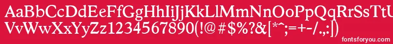 StratfordserialRegular-Schriftart – Weiße Schriften auf rotem Hintergrund