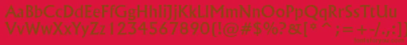 Flareserif821Bt-Schriftart – Braune Schriften auf rotem Hintergrund