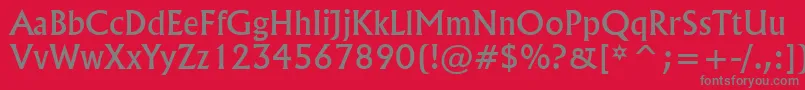Fonte Flareserif821Bt – fontes cinzas em um fundo vermelho