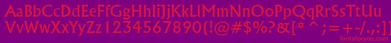 フォントFlareserif821Bt – 紫の背景に赤い文字