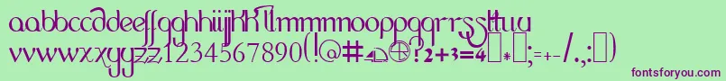 Czcionka Lrlcase – fioletowe czcionki na zielonym tle