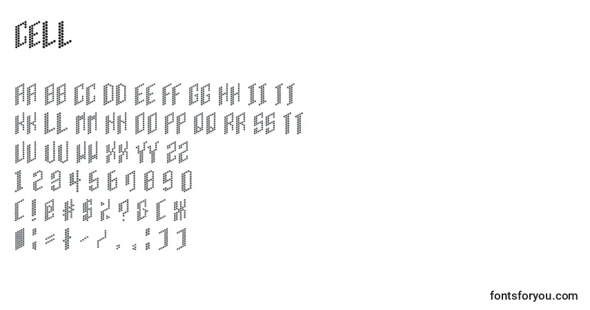 Schriftart Cell – Alphabet, Zahlen, spezielle Symbole
