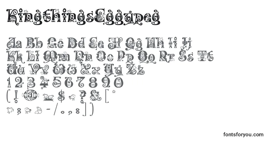 A fonte KingthingsEggypeg – alfabeto, números, caracteres especiais