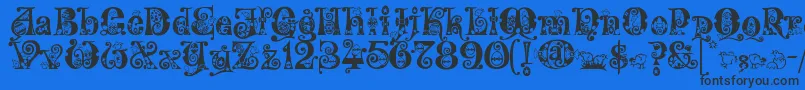 KingthingsEggypeg-Schriftart – Schwarze Schriften auf blauem Hintergrund