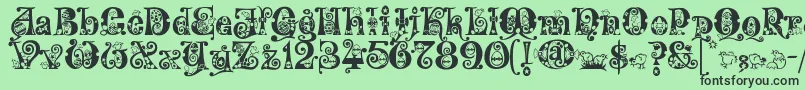 フォントKingthingsEggypeg – 緑の背景に黒い文字