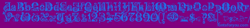 KingthingsEggypeg-Schriftart – Blaue Schriften auf violettem Hintergrund