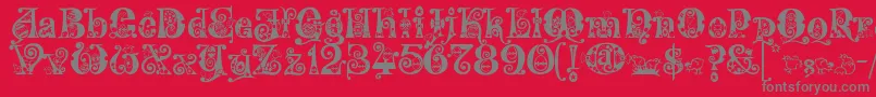 フォントKingthingsEggypeg – 赤い背景に灰色の文字