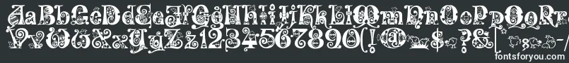 KingthingsEggypeg-fontti – valkoiset fontit mustalla taustalla