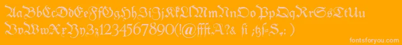 Peterschlemihl-Schriftart – Rosa Schriften auf orangefarbenem Hintergrund