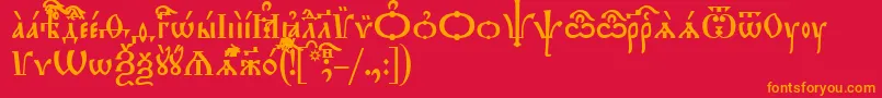 フォントTriodionUcs – 赤い背景にオレンジの文字