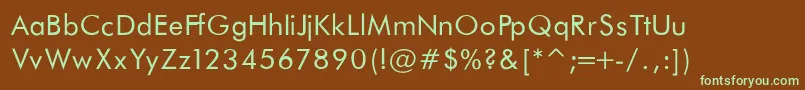 FuturaBookNormalRegular-Schriftart – Grüne Schriften auf braunem Hintergrund