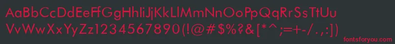 FuturaBookNormalRegular Font – Red Fonts on Black Background