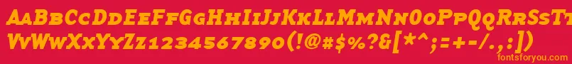 フォントBasetwserifsmallcapsBoldItalic – 赤い背景にオレンジの文字