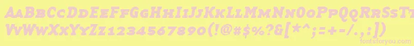 Fonte BasetwserifsmallcapsBoldItalic – fontes rosa em um fundo amarelo