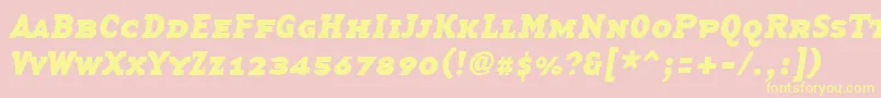 Fonte BasetwserifsmallcapsBoldItalic – fontes amarelas em um fundo rosa