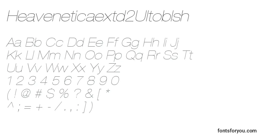 A fonte Heaveneticaextd2Ultoblsh – alfabeto, números, caracteres especiais