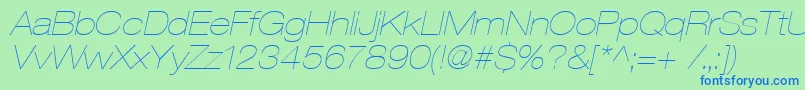 Шрифт Heaveneticaextd2Ultoblsh – синие шрифты на зелёном фоне