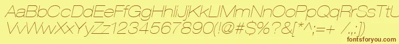 Fonte Heaveneticaextd2Ultoblsh – fontes marrons em um fundo amarelo