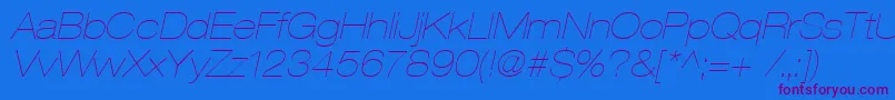 Шрифт Heaveneticaextd2Ultoblsh – фиолетовые шрифты на синем фоне