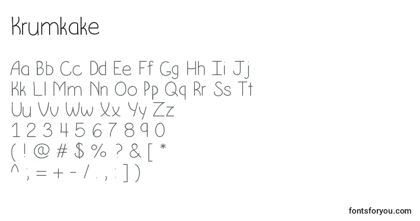 Schriftart Krumkake – Alphabet, Zahlen, spezielle Symbole