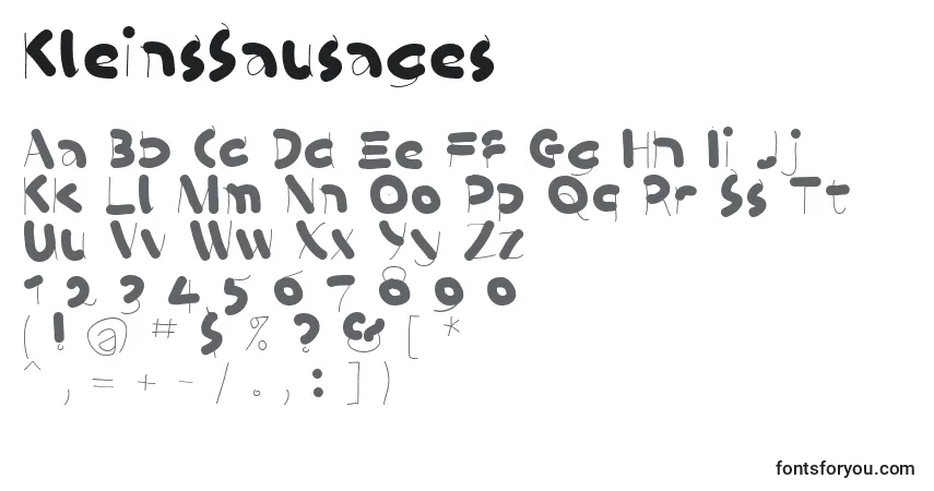 A fonte KleinsSausages – alfabeto, números, caracteres especiais