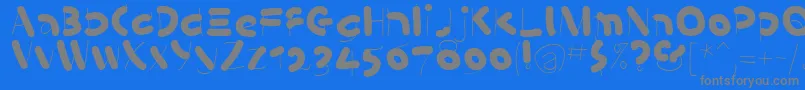 KleinsSausages-fontti – harmaat kirjasimet sinisellä taustalla