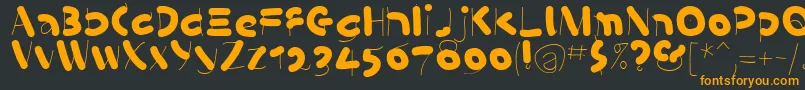フォントKleinsSausages – 黒い背景にオレンジの文字