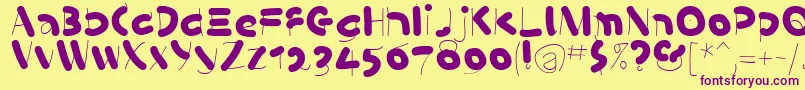 KleinsSausages-Schriftart – Violette Schriften auf gelbem Hintergrund