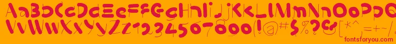 フォントKleinsSausages – オレンジの背景に赤い文字