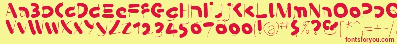KleinsSausages Font – Red Fonts on Yellow Background