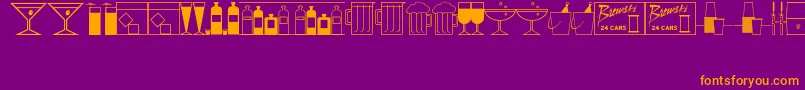 BottomsUpJl-Schriftart – Orangefarbene Schriften auf violettem Hintergrund