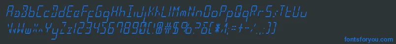 Czcionka Ledsledcondital – niebieskie czcionki na czarnym tle