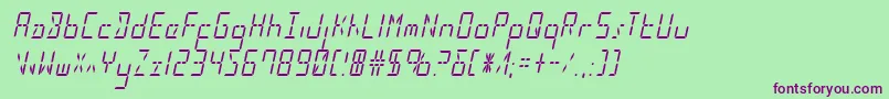 フォントLedsledcondital – 緑の背景に紫のフォント